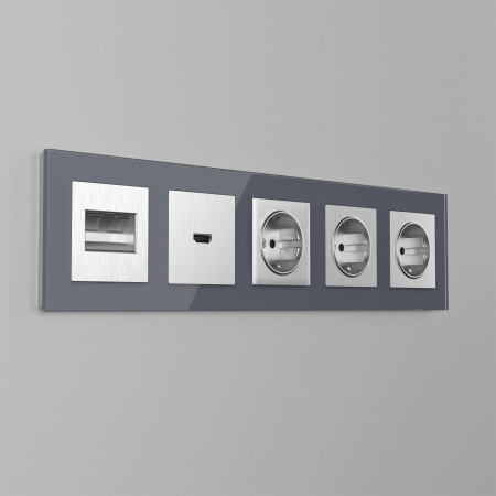 Розетка RJ-11 RJ-45 Werkel (серебряный рифленый) БЕЗ РАМКИ