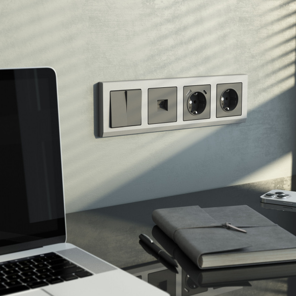 Розетка PC RJ-45 Werkel (Графит матовый) БЕЗ РАМКИ