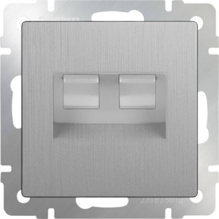 Розетка RJ-11 RJ-45 Werkel (серебряный рифленый) БЕЗ РАМКИ