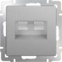 Розетка RJ-11 RJ-45 Werkel (серебряный рифленый) БЕЗ РАМКИ