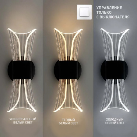 Управляемый светодиодный светильник on/off DIO 12w 2Y-ON/OFF-280x80x85-BLACK/CLEAR-220-ip20